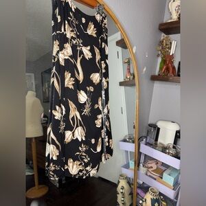 Reformation Floral Black and Tan Skirt